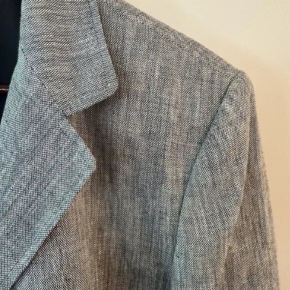 TALBOTS 100% IRISH LINEN BLUE BLAZER CLASSIC LINED 3 BUTTON CARREER , SZ 12 - Picture 5 of 6